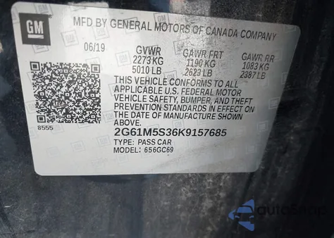 2019 Cadillac Xts Luxury z USA, uszkodzony, nr VIN 2G61M5S36K9157685